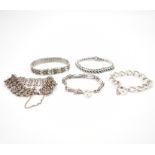 COLLECTION OF SILVER CHAIN BRACELETS