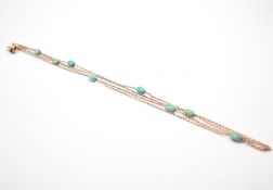 VICTORIAN GOLD & TURQUOISE LONG GUARD CHAIN
