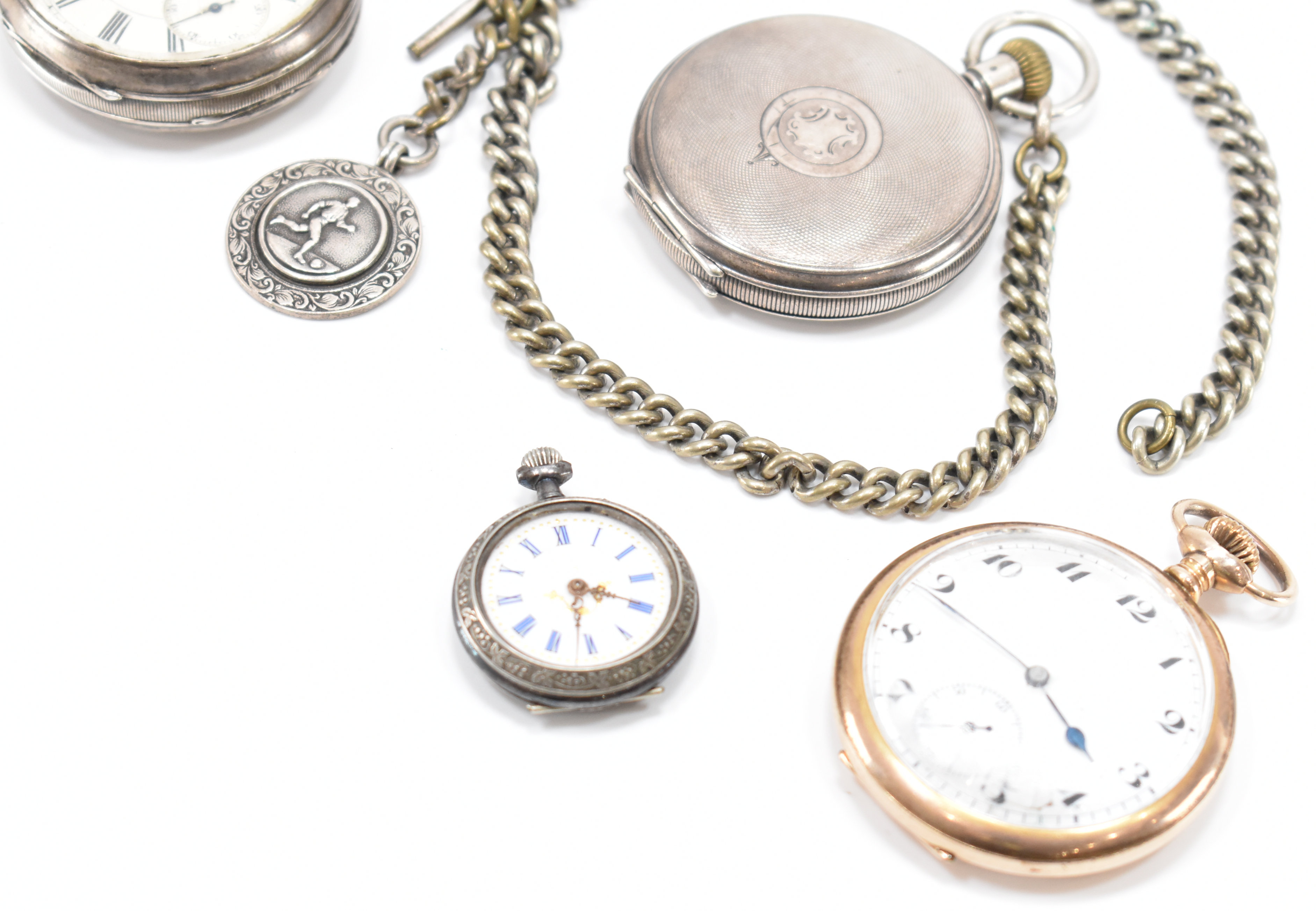 FOUR SILVER & GOLD PLATED POCKET WATCHES - Image 3 of 4