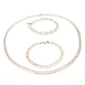 GROUP OF SILVER CHAIN BRACELETS & NECKLACE