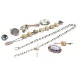 COLLECTION OF 19TH CENTURY SILVER & WHITE METAL JEWELLERY