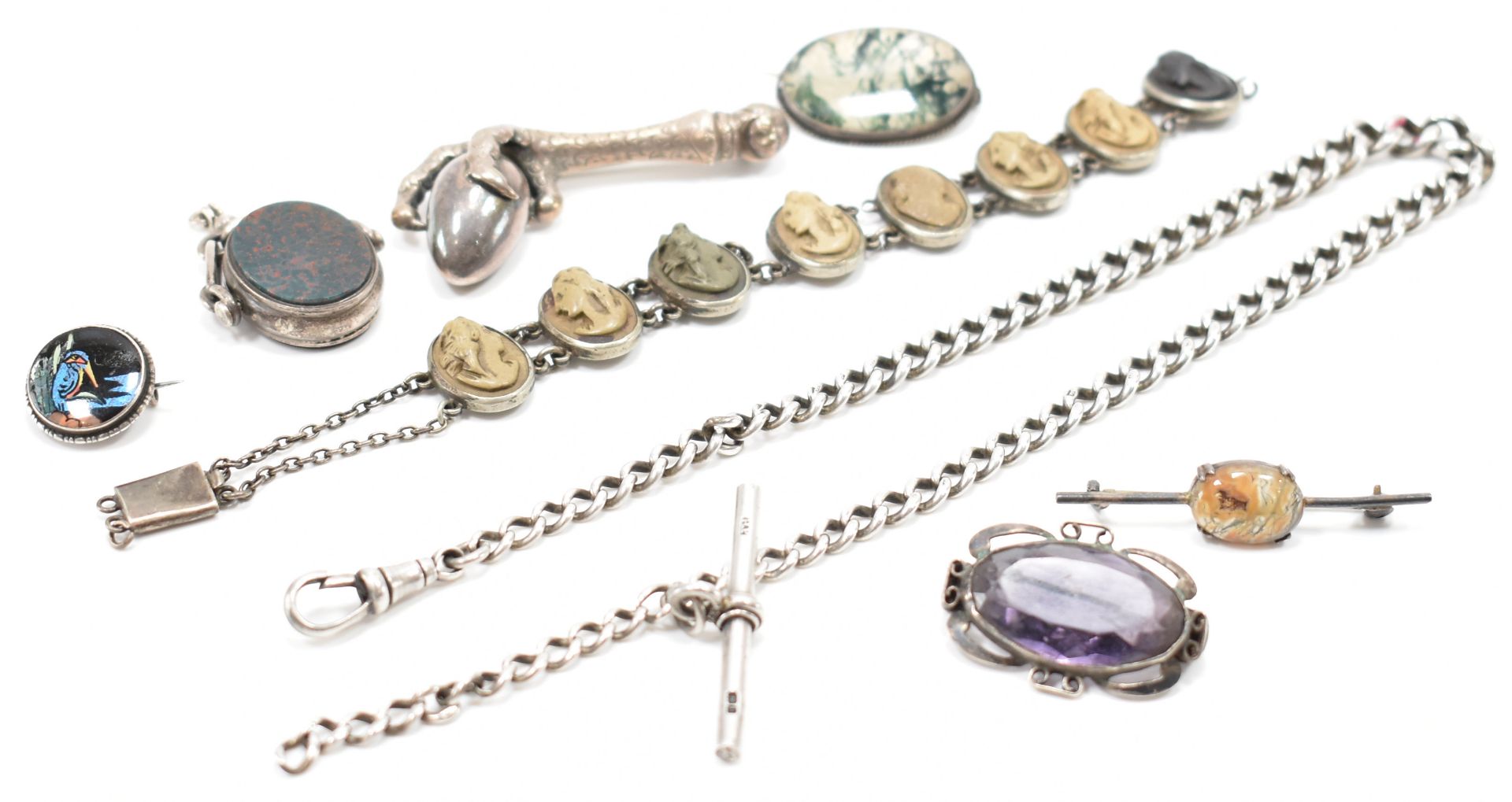 COLLECTION OF 19TH CENTURY SILVER & WHITE METAL JEWELLERY