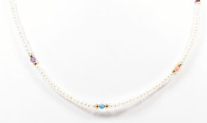 GOLD CULTURED PEARL & GEMSTONE NECKLACE