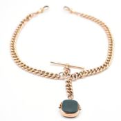 9CT GOLD WATCH CHAIN & FOB