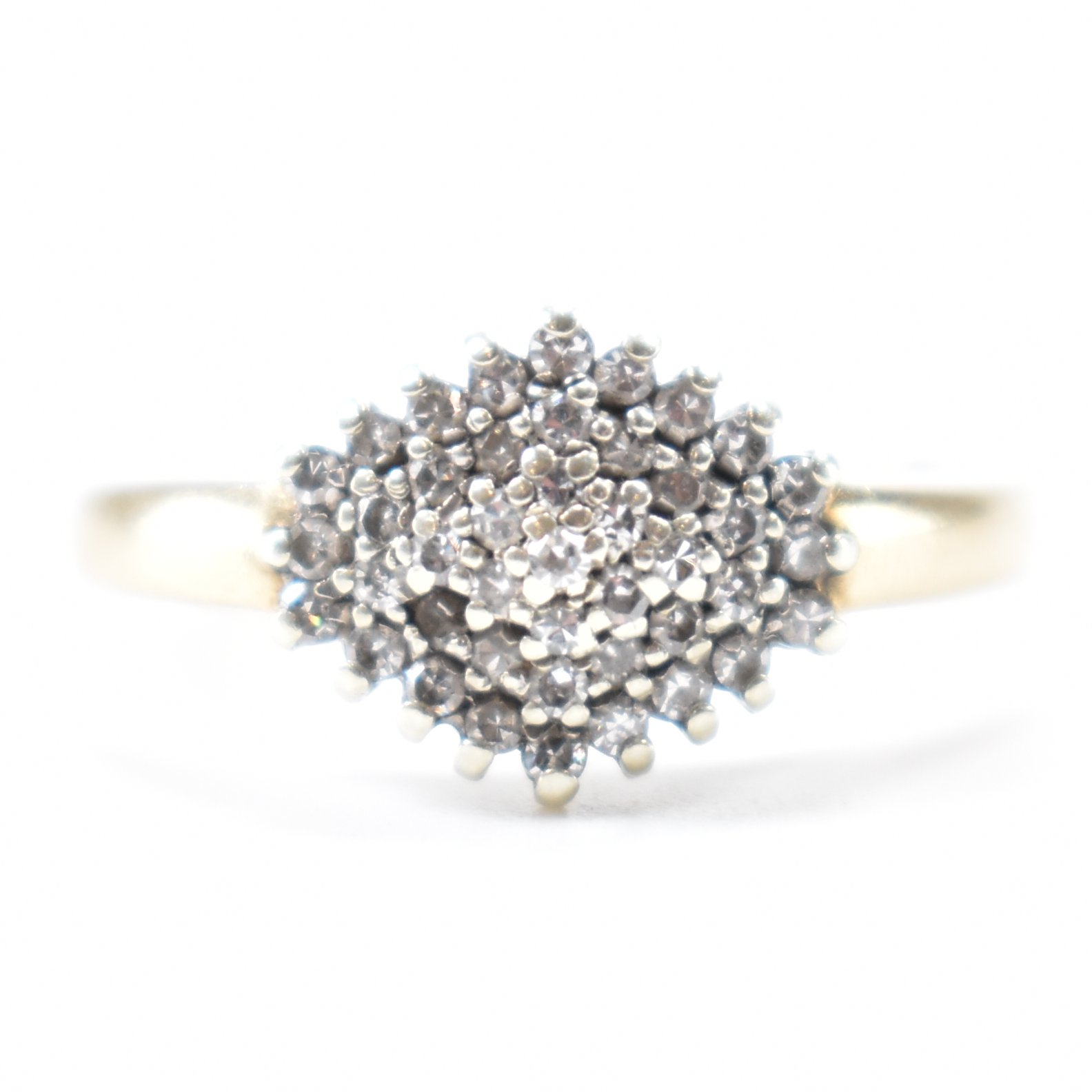 HALLMARKED 9CT GOLD & DIAMOND CLUSTER RING