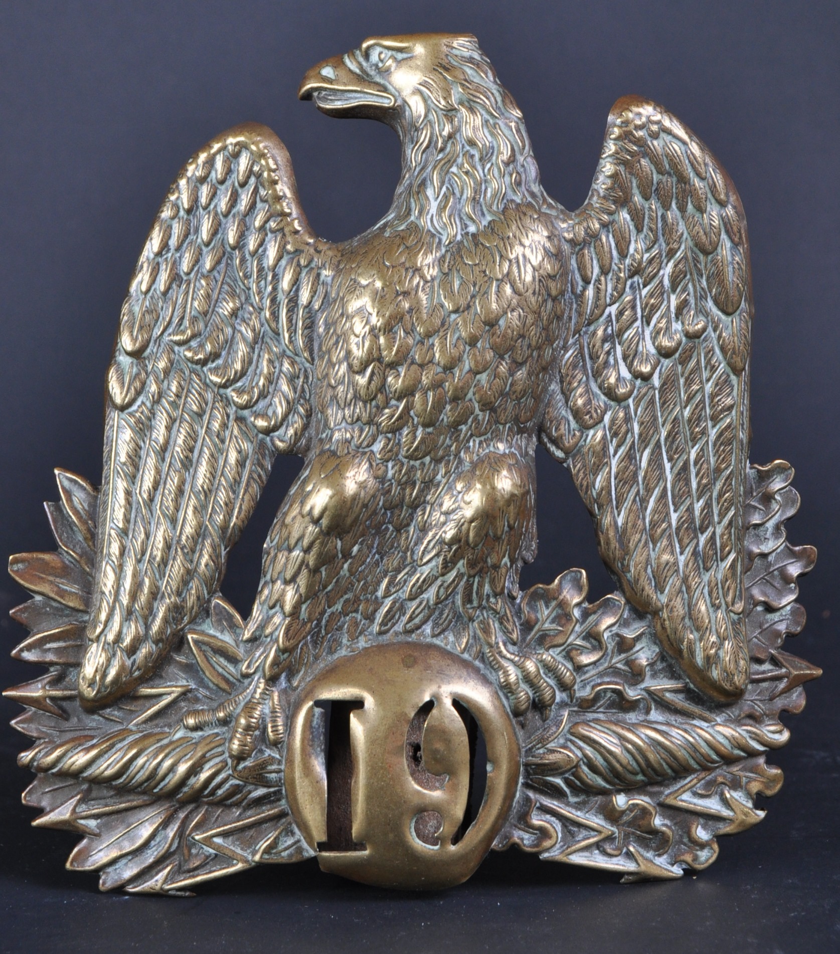 19TH CENTURY NAPOLEONIC WAR ERA FRENCH SHAKO HELMET BADGE