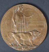 WWI FIRST WORLD WAR DEATH PLAQUE / PENNY - GEORGE SWALES