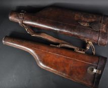 TWO BROWN LEATHER LEG O MUTTON SHOT GUN RIFLE CASES