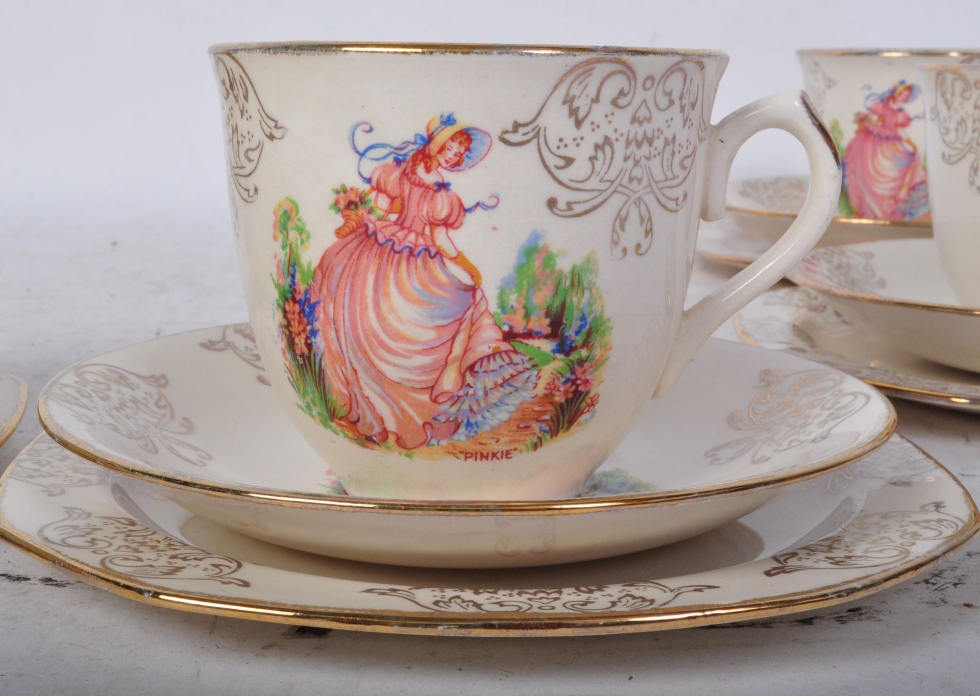 VINTAGE MEAKIIN PINKIE PATTERN TEACUPS & SAUCERS - Image 3 of 5