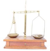 PAIR OF EARLY 20TH CENTURY BRASS MAHOGANY SHOP SCALES