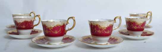 1930S BONE CHINA STAFFORDSHIRE TEA SERVICE - TEACUPS & SAUCERS