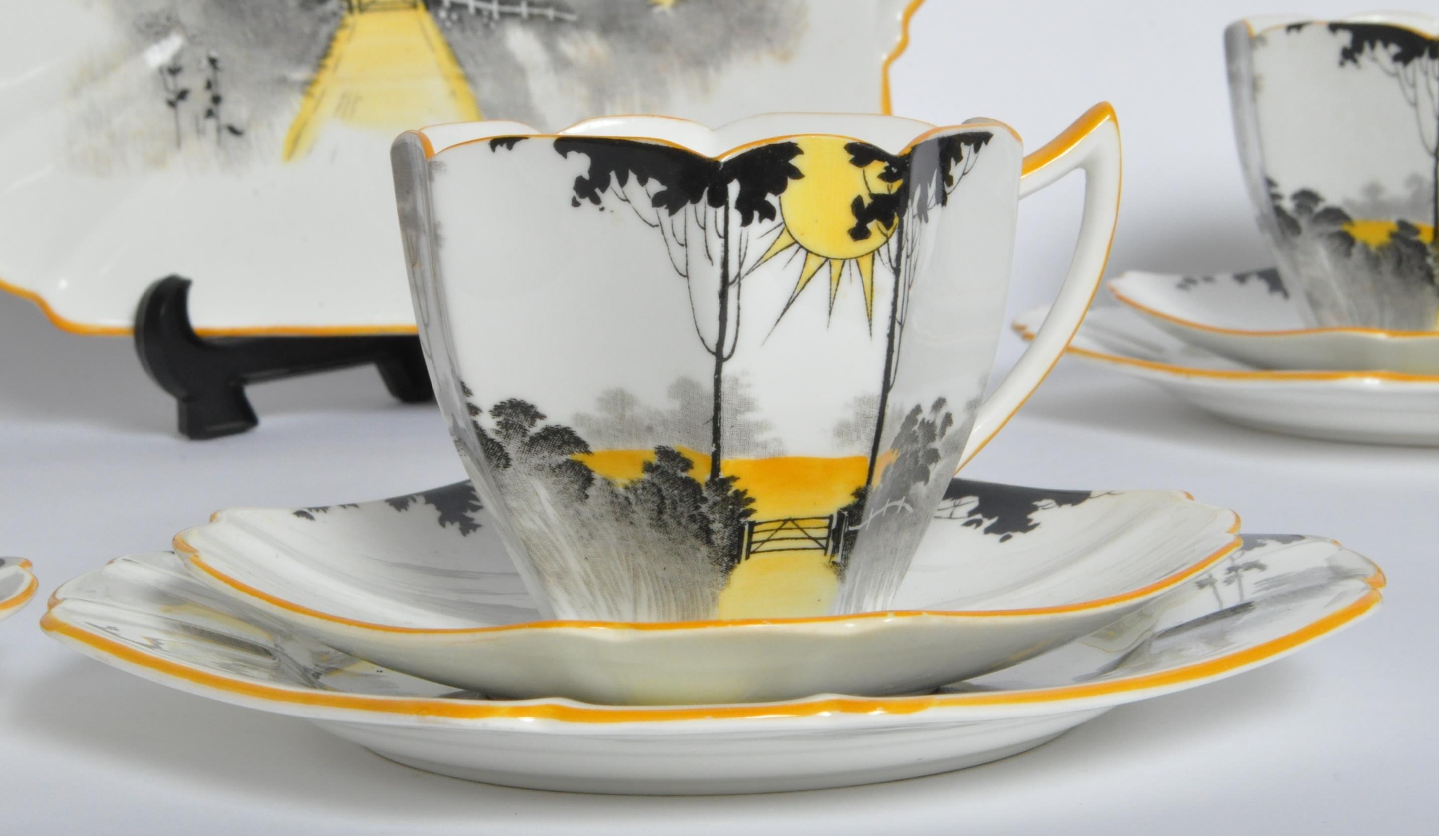 SHELLEY - SUNRISE & TALL TREES - ART DECO BONE CHINA TEA SERVICE - Image 3 of 7