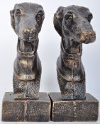 PAIR OF CAST METAL GREYHOUND BUSTS