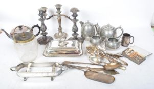 COLLECTION OF SILVER PLATE ITEMS - TEAPOT - TUREEN - FLATWARE