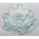 WILEMAN & CO SHELLEY BONE CHINA TEACUP & SAUCER TRIO - BLUE SNOWDROP