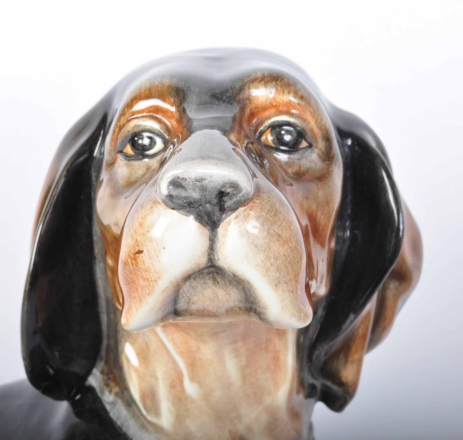 LARGE VINTAGE PORCELAIN DOG FIGURE STATUE - Image 2 of 6