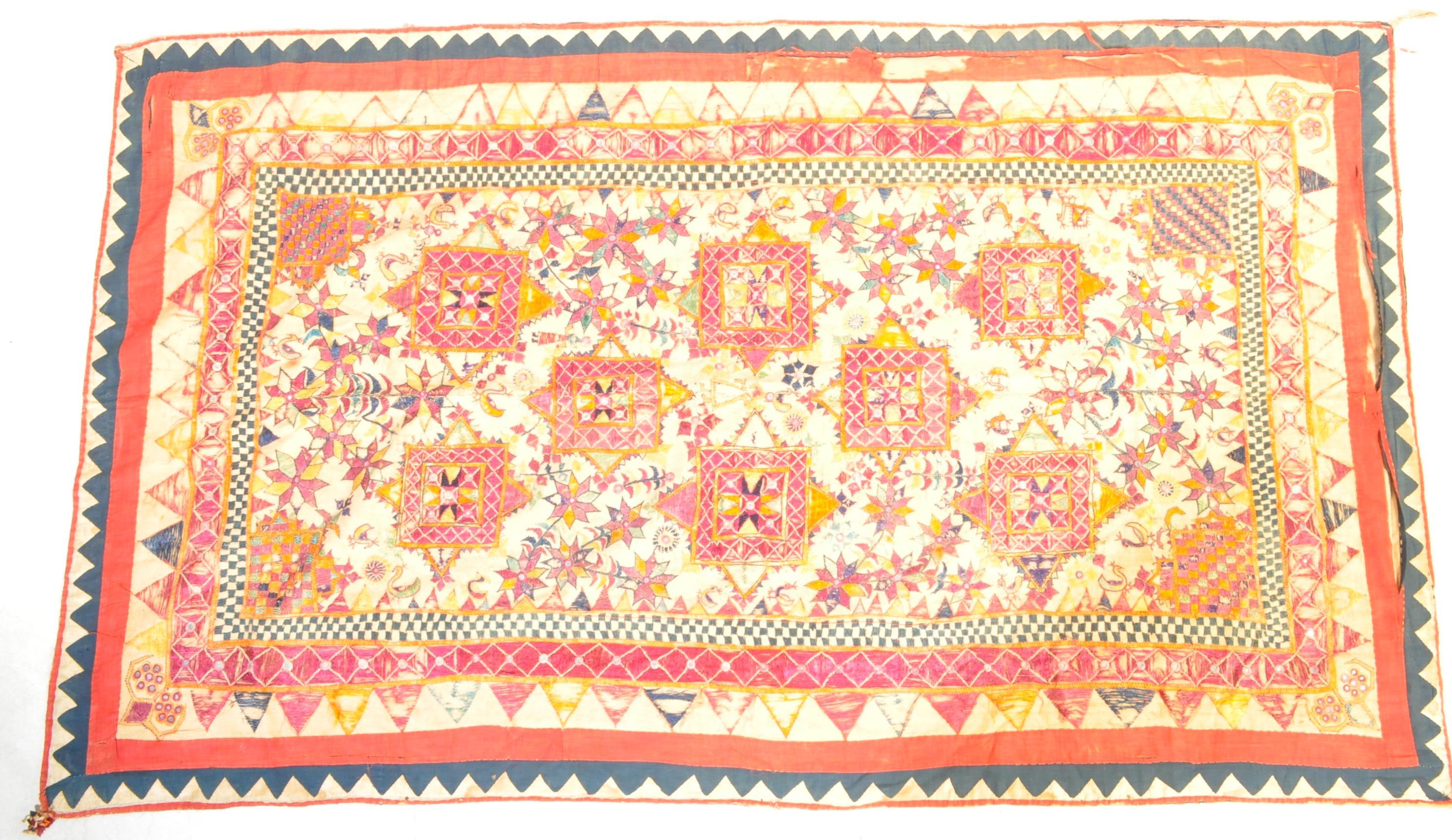 EARLY 20TH CENTURY INDIAN EMBROIDERED SHISHA TEXTILE