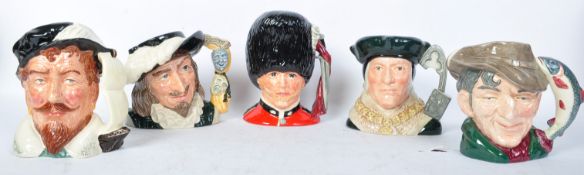 A COLLECTION OF FIVE VINTAGE ROYAL DOULTON TOBY JUGS