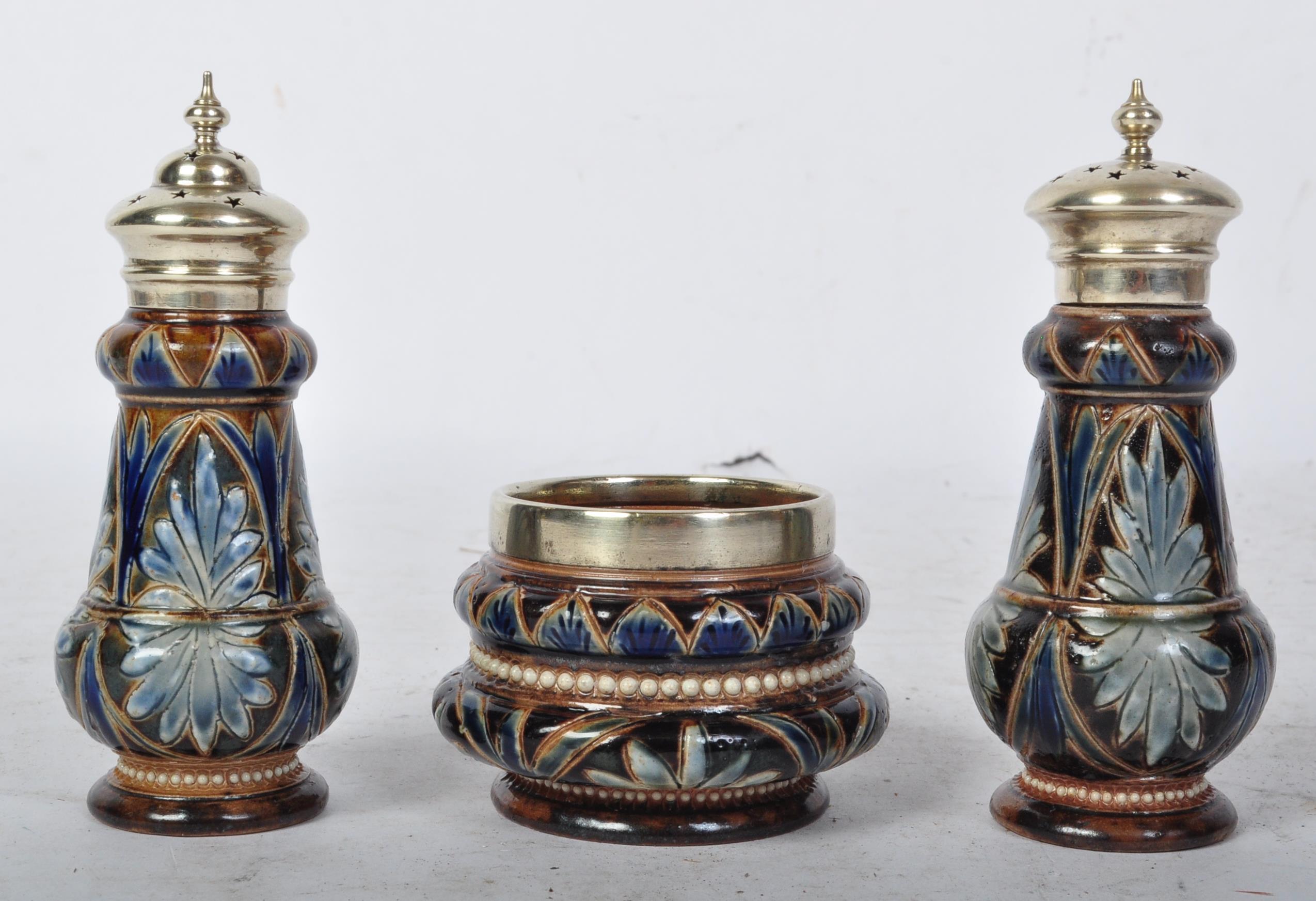 19TH CENTURY DOULTON LAMBETH CRUET SET