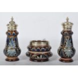 19TH CENTURY DOULTON LAMBETH CRUET SET