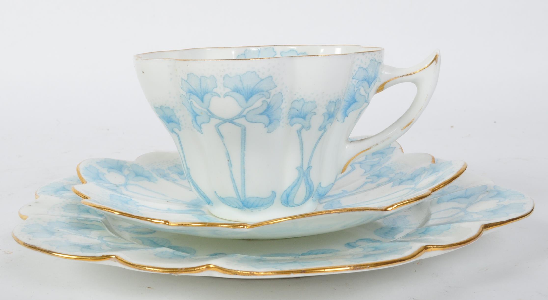WILEMAN & CO SHELLEY BONE CHINA TEACUP & SAUCER TRIO - BLUE SNOWDROP - Image 2 of 6