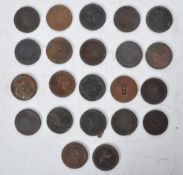 COLLECTION OF 22 18TH CENTURY GEORGE III CARTWHEEL COPPER PENNIES
