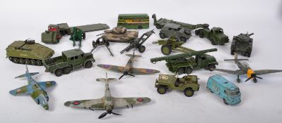 A COLLECTION OF VINTAGE MILITARY STYLE TOYS - CORGI - DINKY & MORE