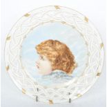 EARLY 20TH CENTURY HAND PAINTED RIBBON PLATE