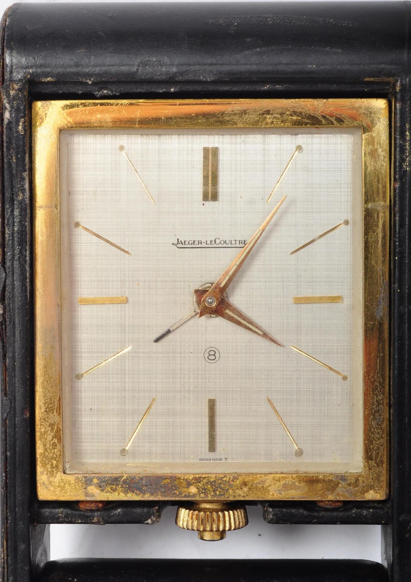 JAEGER LECOULRE 1960S GILT TRAVEL ALARM CLOCK