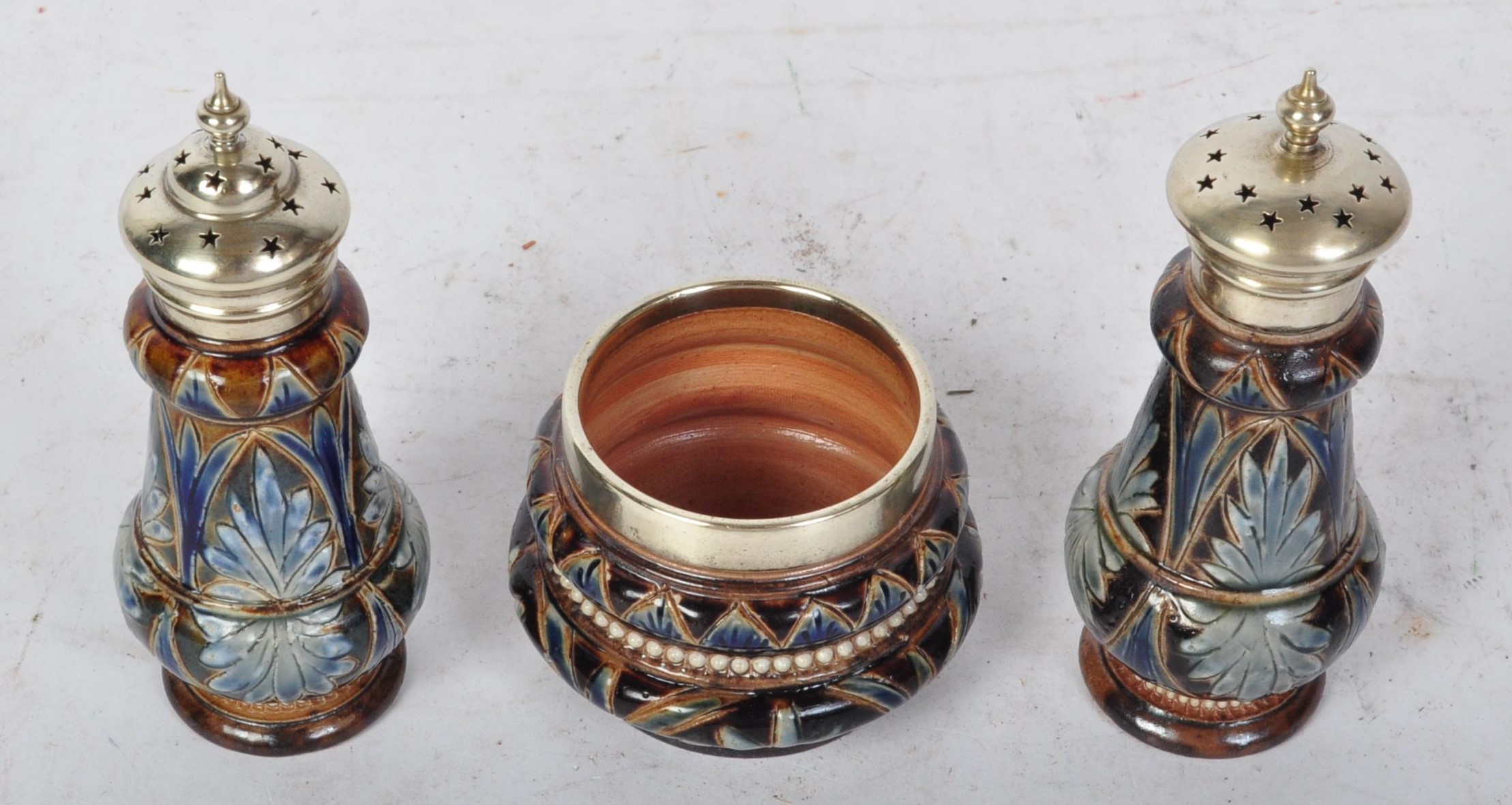 19TH CENTURY DOULTON LAMBETH CRUET SET - Image 2 of 6