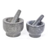 TWO VINTAGE 20TH CENTURY GRANTITE PESTLE AND MORTARS