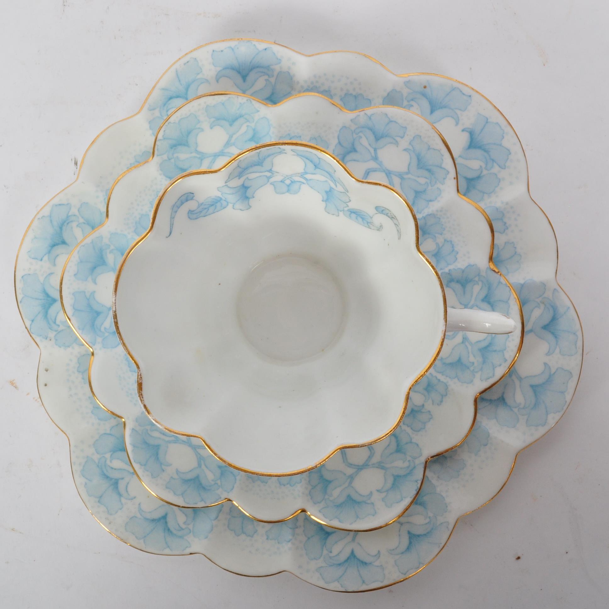WILEMAN & CO SHELLEY BONE CHINA TEACUP & SAUCER TRIO - BLUE SNOWDROP - Image 5 of 6