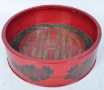 VINTAGE CHINESE HAND PAINTED WOODEN CENTREPIECE BOWL