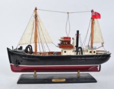 VINTAGE WOODEN SCRATCH BUILT MODEL BOAT