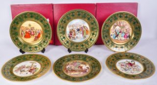 A COMPLETE SET OF SIX VINTAGE CAVERSWALL DICKENS CHRISTAMS PLATES