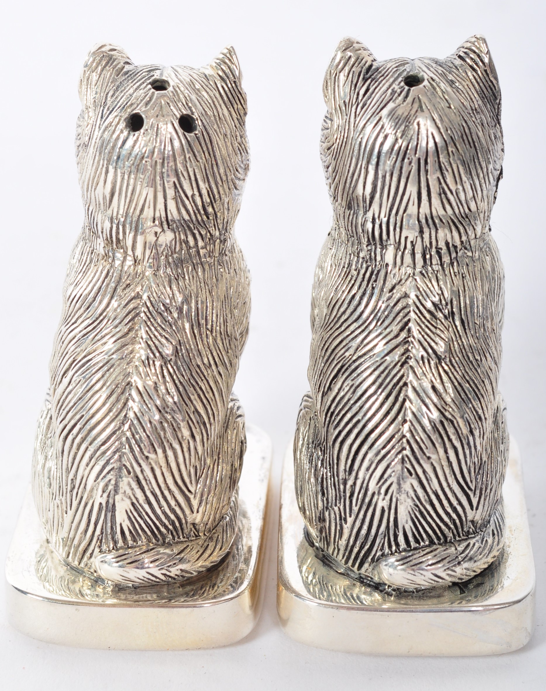 PAIR OF VINTAGE SILVER PLATED CAT CONDIMENTS - Image 3 of 5