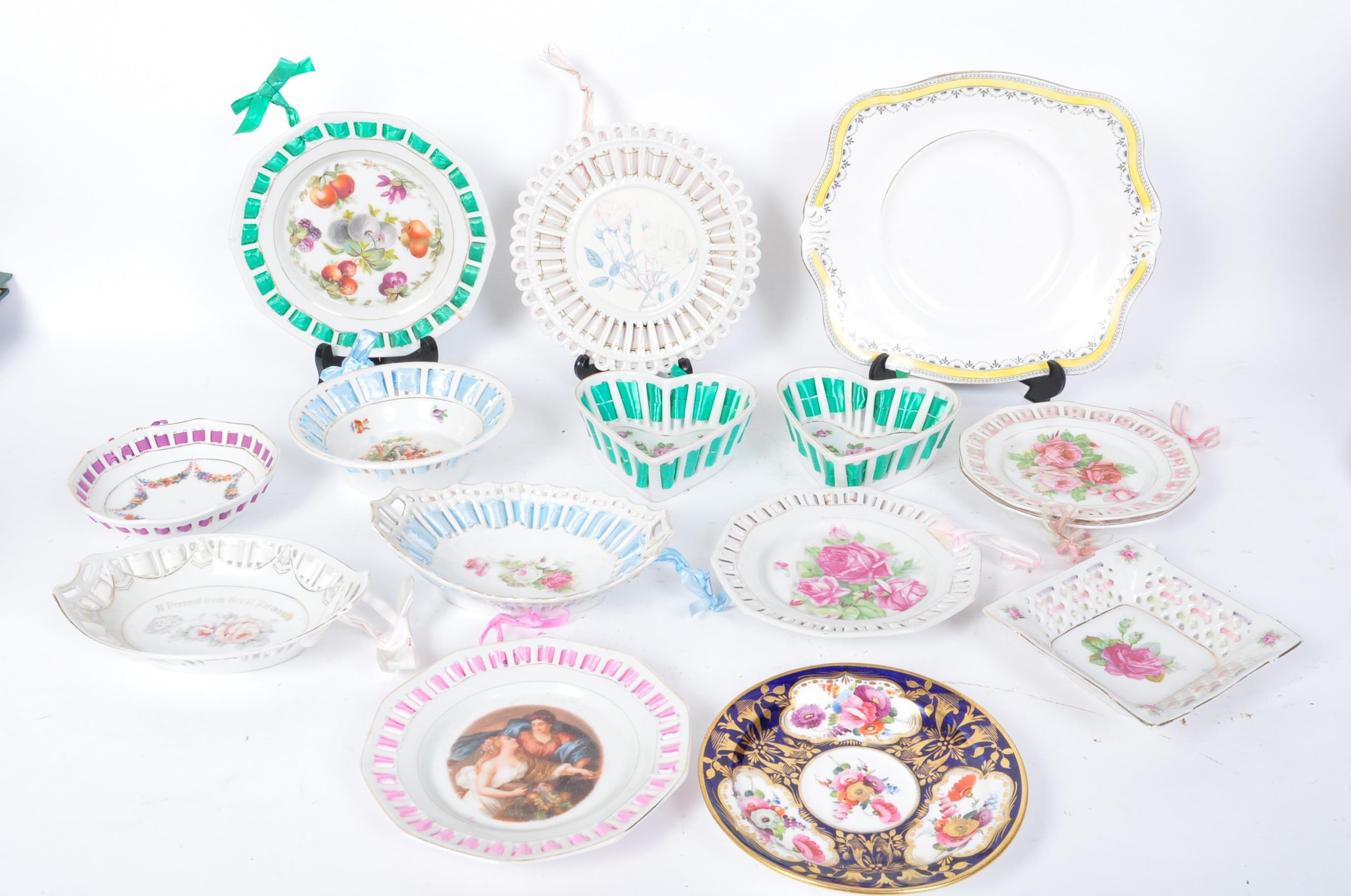 ASSORTMENT OF 19TH CENTURY RIBBON PLATES & DISHES