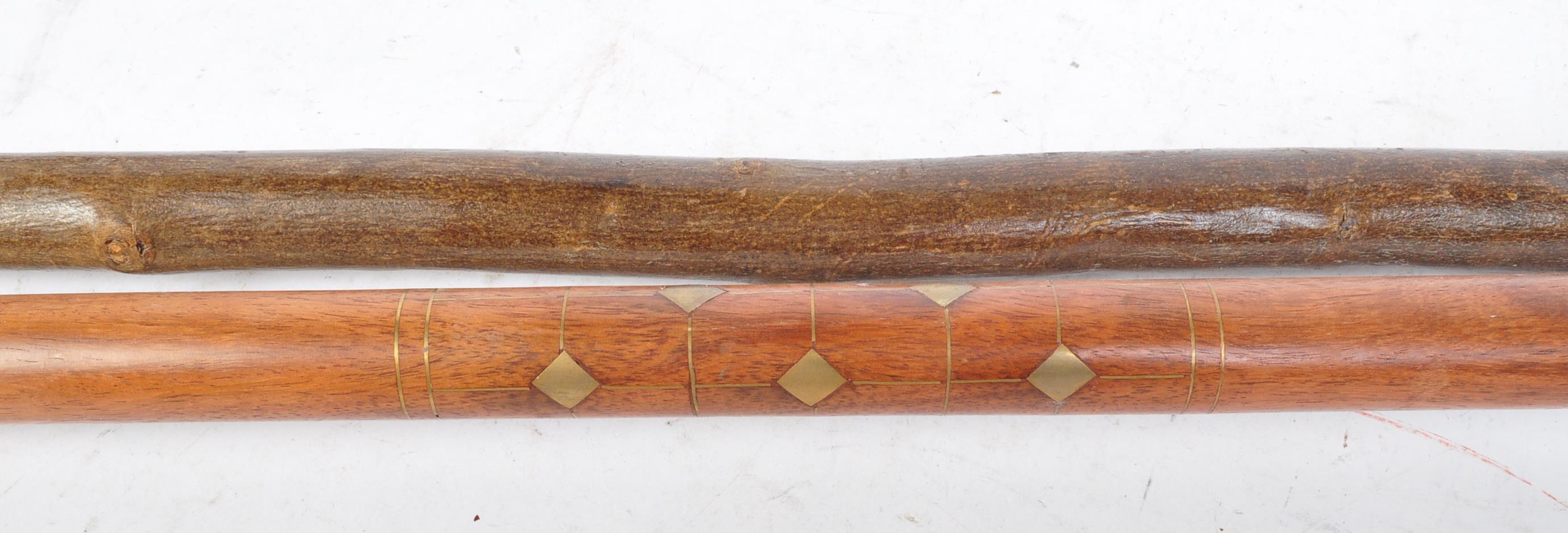VINTAGE WOOD & BRASS WALKING STICK & ANOTHER - Image 3 of 4
