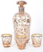 20TH CENTURY SILVERED METAL DECANTER AND CUPS