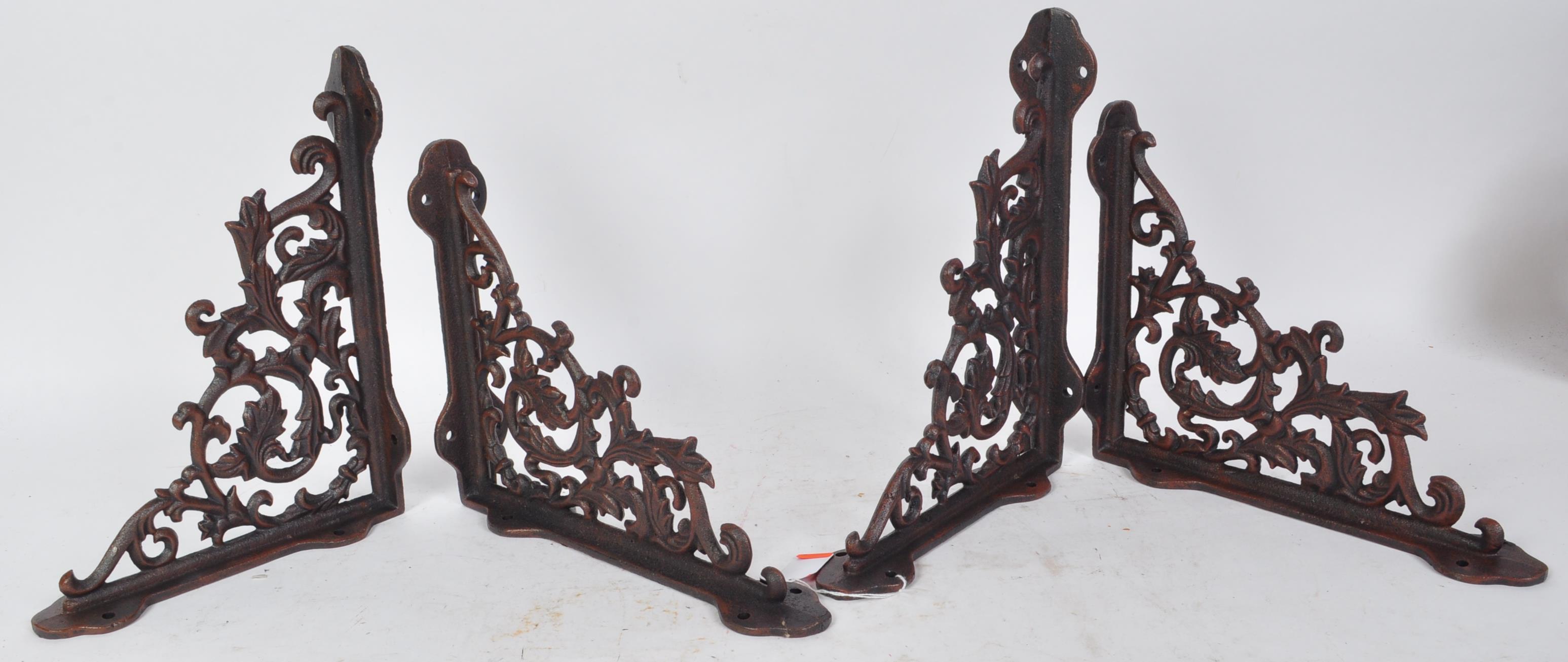 SET OF FOUR VINTAGE STYLE METAL L SHAPED WALL BRACKETS