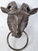 20TH CENTURY CAST METAL WALL HANGING GOAT HEAD BUST