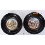 PAIR OF 19TH CENTURY PRATTWARE CERAMIC POT LIDS