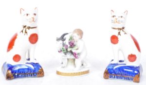 TWO 19TH CENTURY VICTORIAN STAFFORDSHIRE POTTERY CATS & MORE