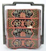 VINTAGE 20TH CENTURY EBONISED CHINESE ORIENTAL FOOD CARRIER