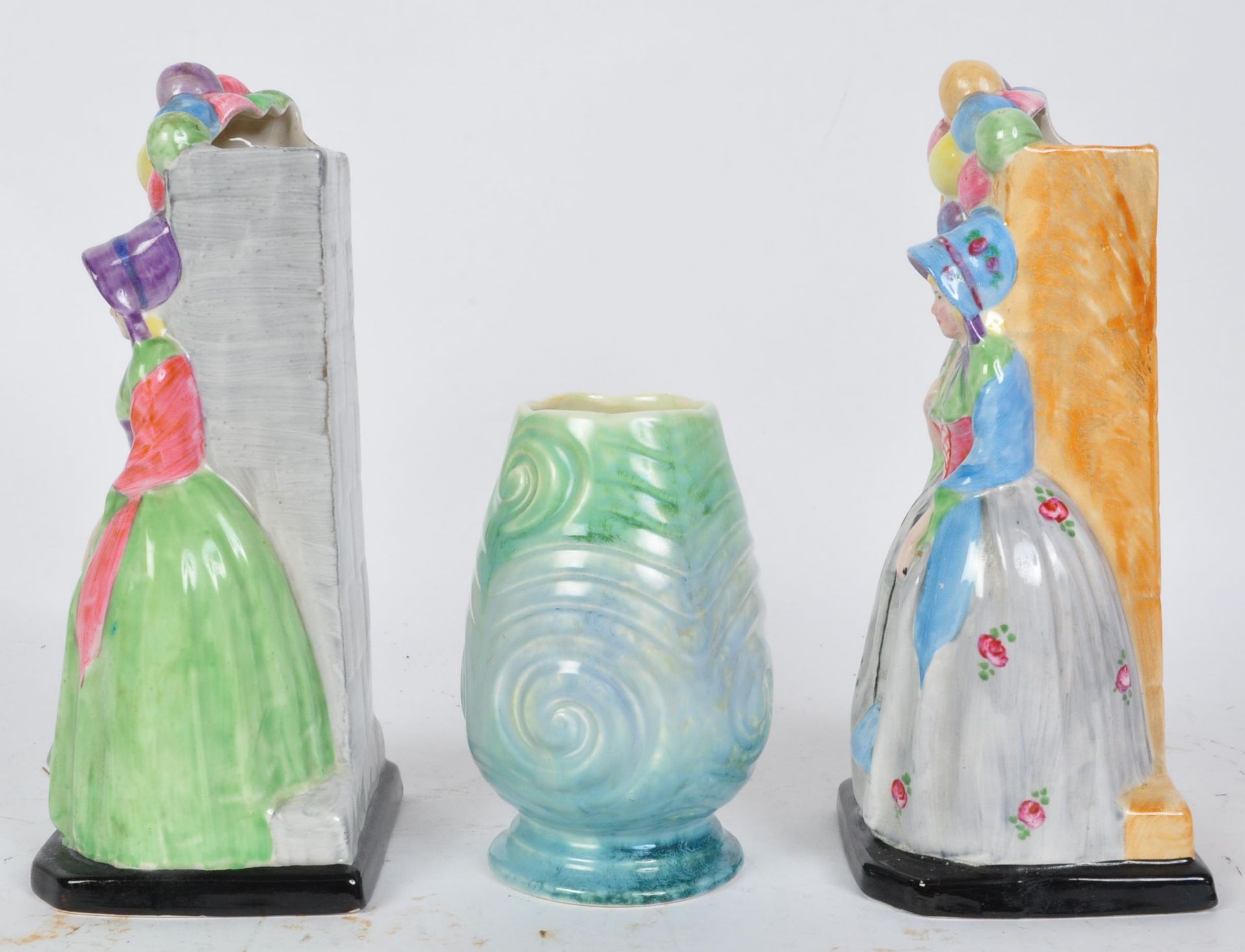 PAIR OF 1940S BALLOON LADY SPILL VASES & FALCON WARE VASE - Image 4 of 5