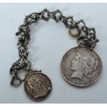 AMERICAN 1923 SILVER DOLLAR COIN & HALLMARKED SLVER MEDAL