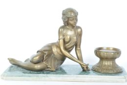 VINTAGE BRONZED RESIN FEMALE STUDY DIORAMA FIGURINE