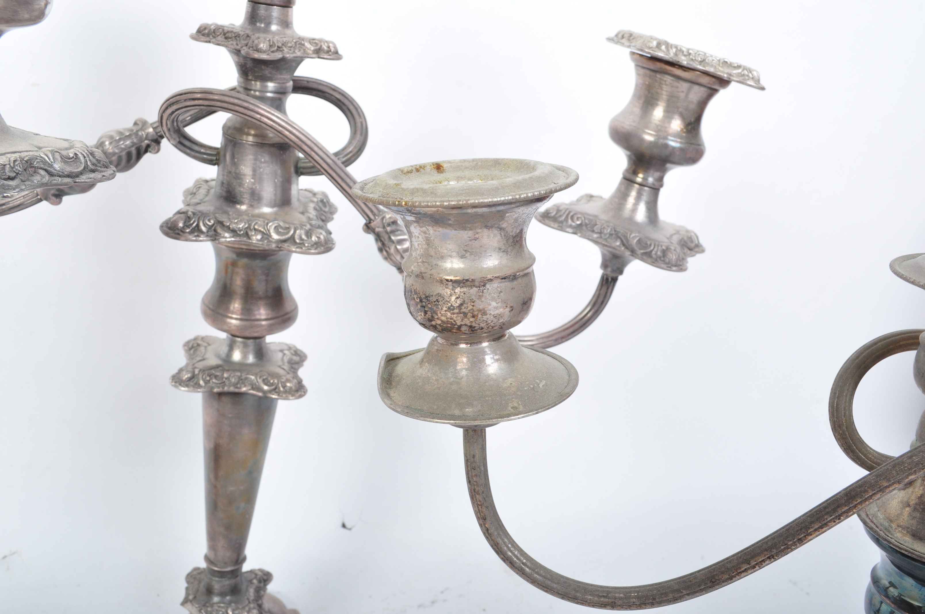 TWO PAIRS OF EARLY 20TH CENTURY SILVER PLATED CANDELABRA - Image 5 of 6