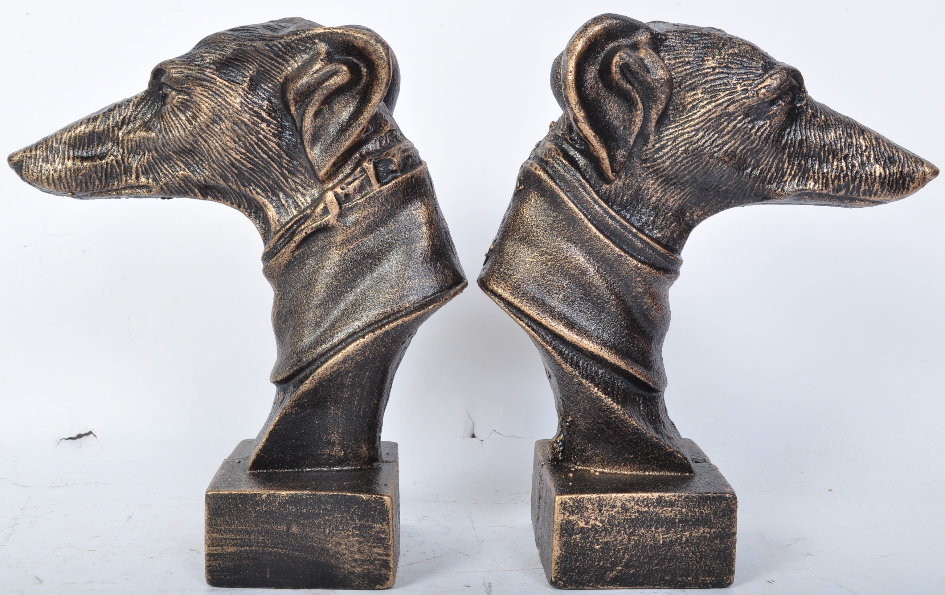 PAIR OF CAST METAL GREYHOUND BUSTS - Image 2 of 5