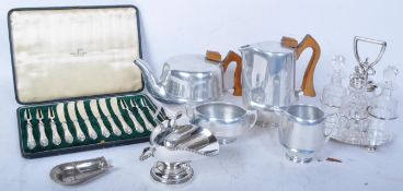 1950S PICQUOT WARE TEA SERVICE & SILVER PLATE